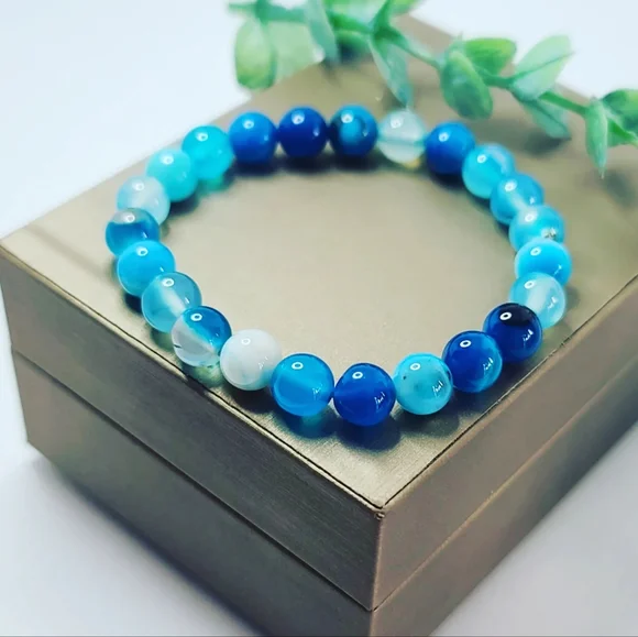 Blue agate bracelets - Picture 3 of 4